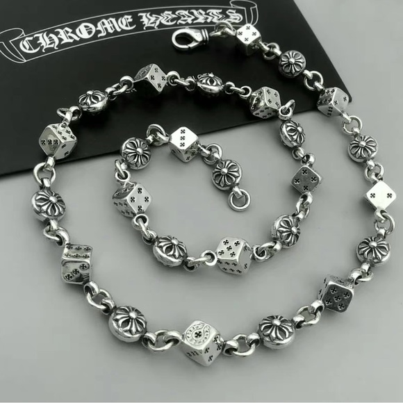 Chrome Hearts Men’s Dice Sterling Silver Chain Necklace - Picture 1 of 5